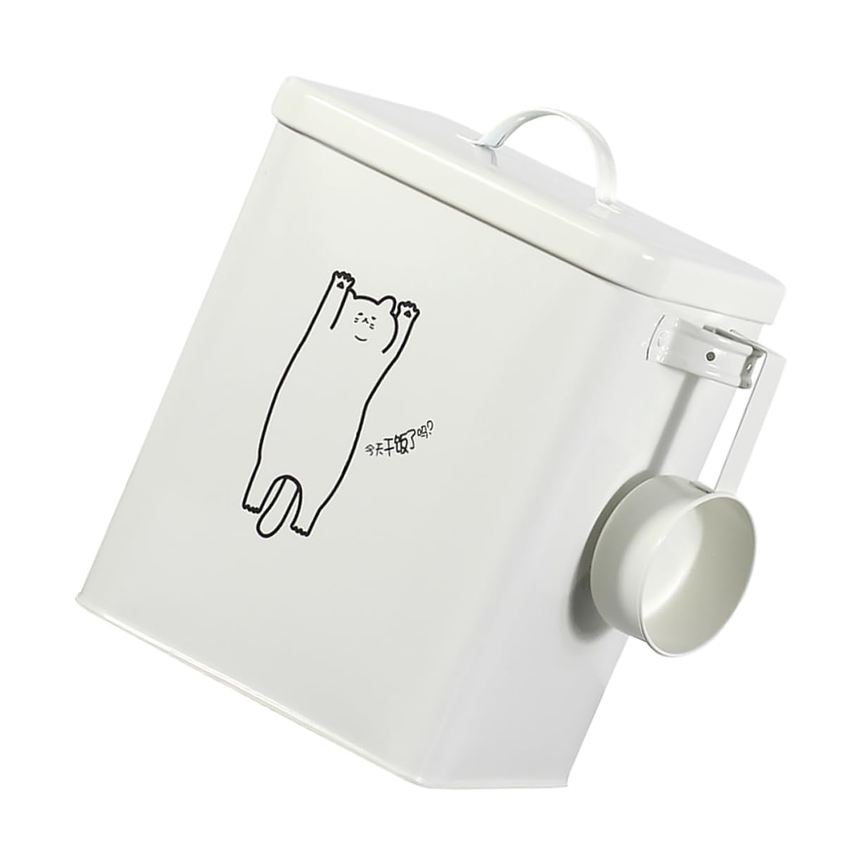 Cubo de Almacenamiento para Comida de Mascotas, Hierro Blanco