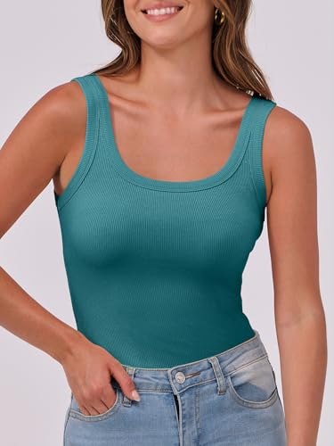Image of ANRABESS Womens Sleeveless Scoop Neck Tank Top Ribbed Fitted Summer Basic Slim Cute Tops 2026