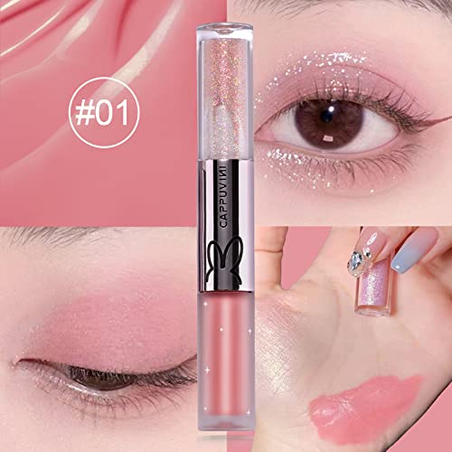 Sumeitang Liquid Eyeshadow, Double Headed 2 In 1 Matte Eyeshadow Glitter Eyeliner Kit, High Pigmented, Blendable, Shimmer Glitter Eye Liner Cream Eye Shadow Stick, Create Multi Dimensional Eye Makeup #TOP2