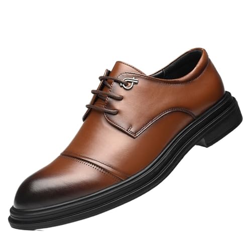 Men's Fashionable Soft Sole Oxfords Business Formal Wedding Dress Shoes Black Comfortable Trendy Youth Casual Genuine Leather