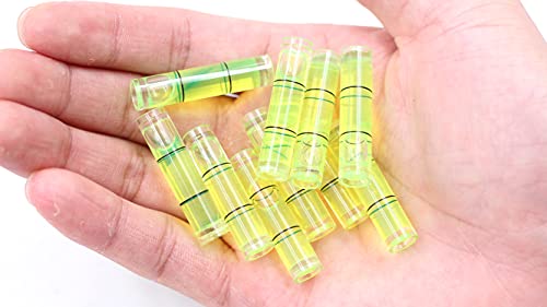 Chiloskit 10 Pcs Cylindrical Plastic Bubble Spirit Level Vials for RV TV Picture Frame Hanging Tool Leveler, 8x35mm