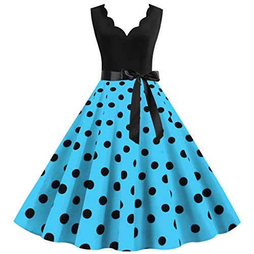 Gepunktetes Kleid,Rockabilly Kleider Damen 50er 60er Jahre Kurzarm Polka Dots Coctailkleid Vintage Swing Fashion Kleider Hochzeit Festlich Knielang...