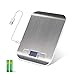 GOLDCHAMP Balance de Cuisine Numérique, Balance de Précision Multifonction, Acier Inoxydable, 11Lb / 5kg Rechargeable par USB, Graduation Précise de 1g / 0,1Oz, Écran LCD 6 Unités, avec Fonction Tare