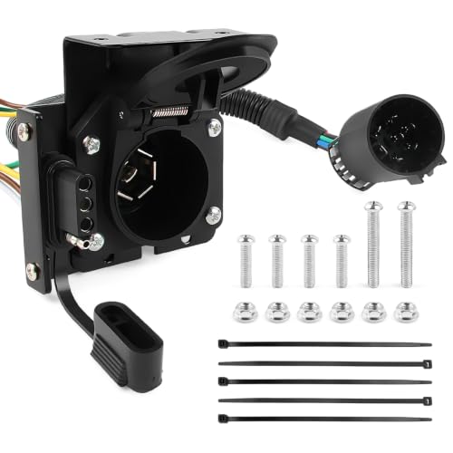 Image of Zhushan 7-Way Blade & 4-Way Flat Trailer Wiring Adapter, Dual-Output Vehicle-Side Connector Harness, Conversion for Factory USCAR 7 Pin Socket