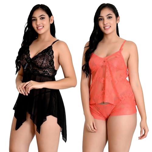 Image of Love Maker, Women's Cotton Satin Lingerie Bra & Panty Set, Combo Pack of 2 in Red, Pink, Black, Purple, Maroon, S to 3XL