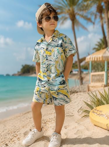 Image of superminis Boys Coordinated Set With Printed Rayon /Cotton Shirt and Shorts