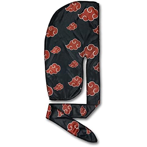 Roman-T Premium Silky Satin Durag - Designer Anime Durags for Men and Women - Long, Wide Tails (Akatsuki Cloud) Cover