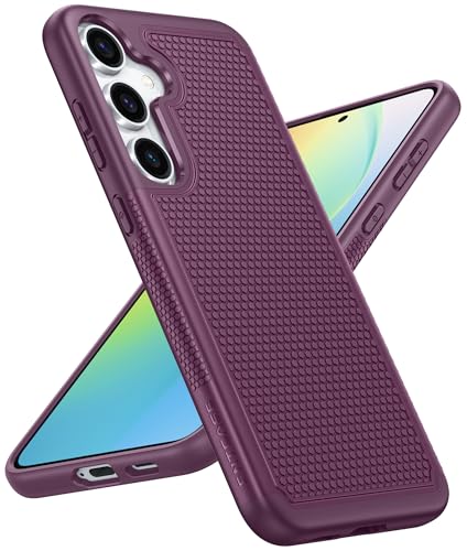 Image of FNTCASE for Samsung Galaxy S24 Case: Dual Layer Heavy Duty Cell Phone Protective Cover Shockproof Rugged with Non-Slip Textured - Military Drop Protection Bumper Tough - 2024, 6.2inch Burgundy