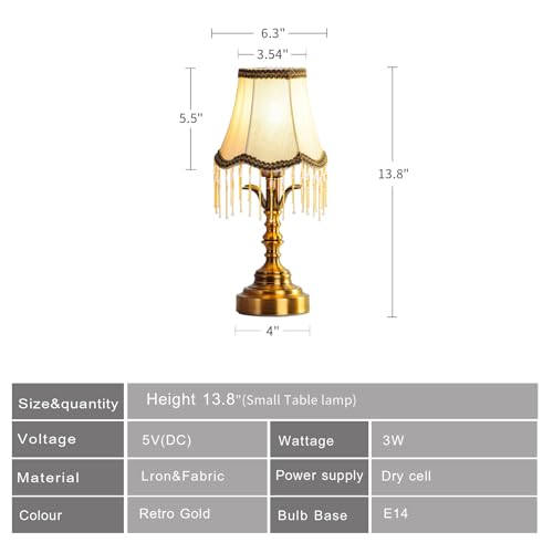 Small Mini Vintage Table Lamps Cordless,Entry Way Table Home Decor Wireless Tabletop Desk LED Light- 1 Bronze - Image 3