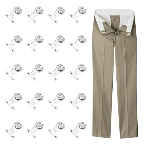 20Pcs Hook and Eye fastenings for Clothes - Silver Trouser Fasteners Hook and bar - Perfect for Skirt Waist Cinching, Adjusting Trousers, Hook and Eye Latch Clothes, DIY Sewing, and Clothing Repairs