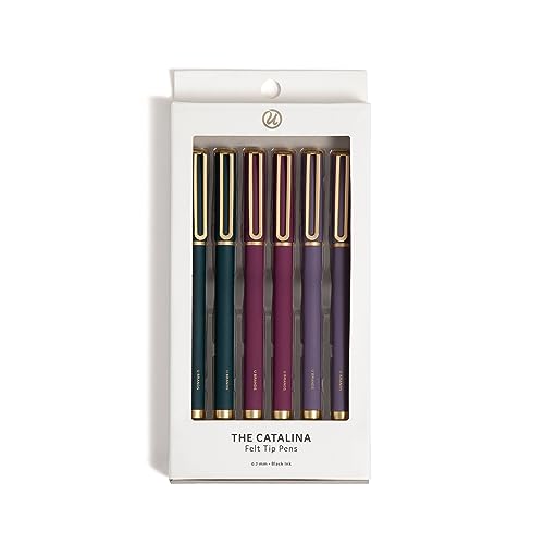 U Brands Soft Touch Catalina Felt Tip Pens, 0.7Mm Emerald, Maroon And Purple Barrels, Black Ink, 6 Count (4520A04-24) #TOP2