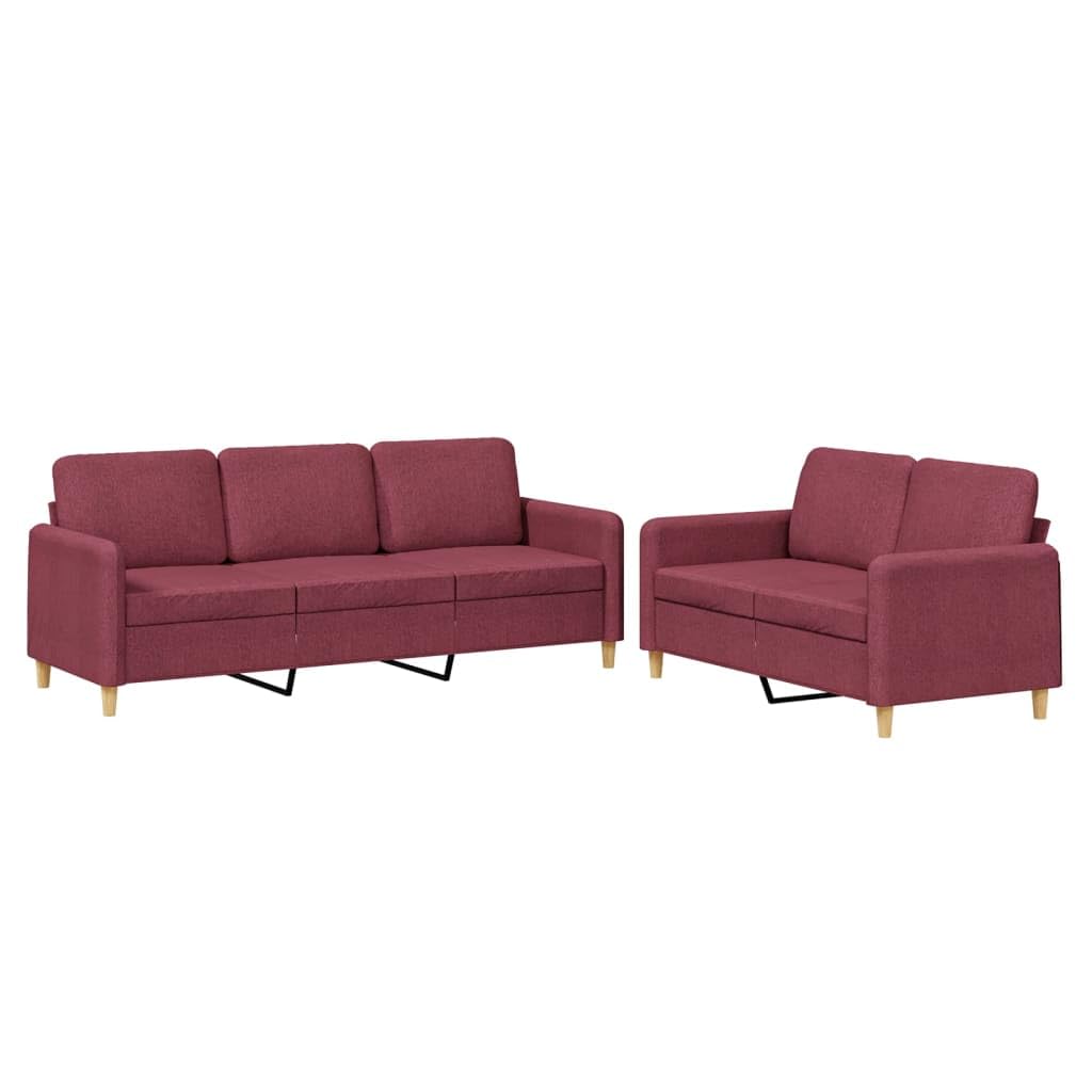 Sofás de dos piezas rojo tinto con cojines para crear un salón cálido y acogedor