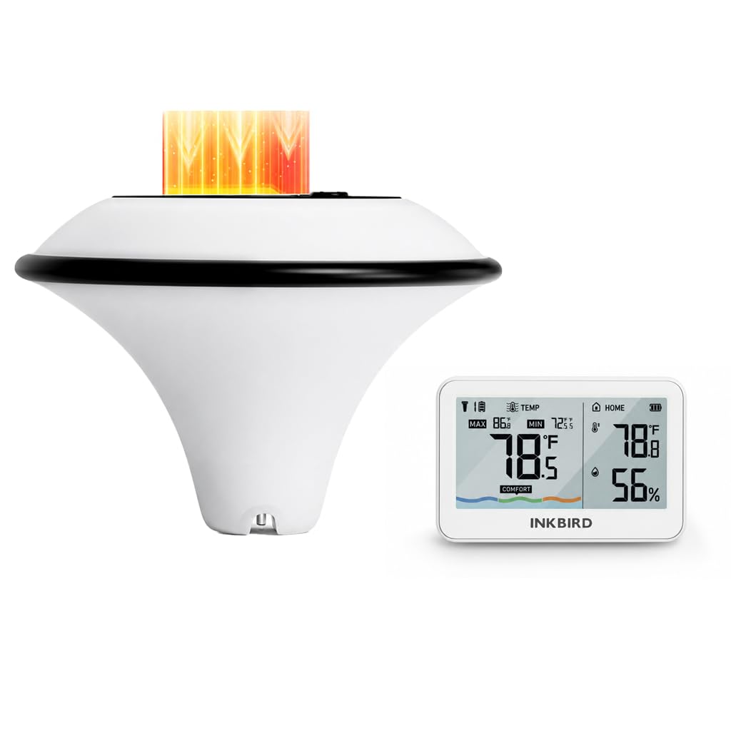 Solar Pool Thermometer, Smart Wireless Digital Pool Thermometer Easy Read, IPX8 Waterproof Water Temperature Monitor for Hot Tub, Bath, Swimming, Pond