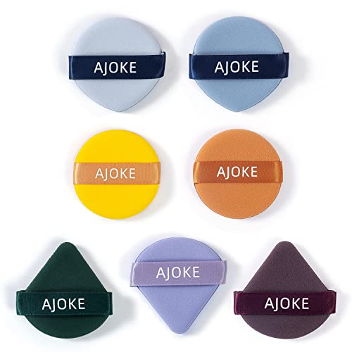 Ajoke 7Pcs Triangle Powder Puff, Round Powder Puff, Special Sponge Powder Puff For Liquid Foundation, Air Cushion Powder Puff Combination Set, Dry And Wet Makeup Powder Puff Tools (Starry Sky Series） #TOP8