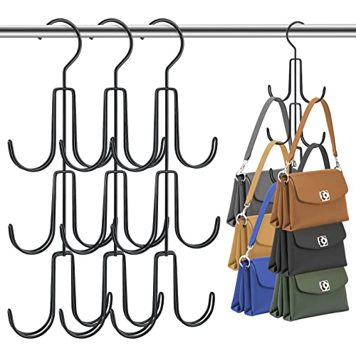 4 Pack Purse Hanger Organizer For Closet Laelr Metal Purse Holder For Closet Space Saving Hanging Bag Holder Closet Clothes Hangers Tie Racks Storage Hook For Handbags Belts Scarves Hats Ties Satchels #TOP20