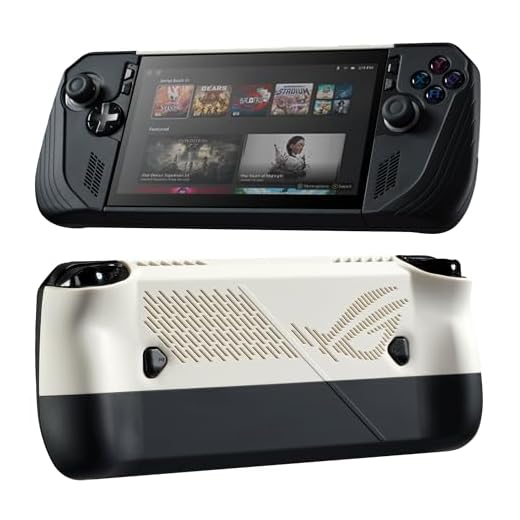 UYIYE Case for ROG Ally X 2024, Anti-Slip Rubber Protective,White+Black | Features 1:1 Precise Fit, 360° Shockproof Drop Protection Protective, Heat Dissipation Vents, Soft-Touch Anti-Scratch Cover