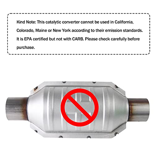 loosoo 2.25\'\' Catalytic Converter Inlet/Outlet Universal Fit, 2 Pack High Flow Catalytic Converter with O2 Port & Heat Shield (EPA Compliant) - Thumbnail 5
