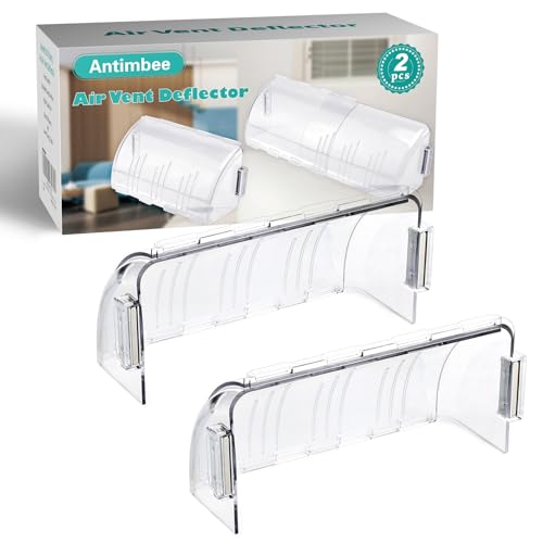 Antimbee 2 Pack Adjustable Magnetic Heat & Air Vent Deflector -Super Strong Neodymium Magnets 8' to 15' Length Fits Vents, Sidewall, Ceiling, Floor Registers - Curved Air Conditioner Vent Cover