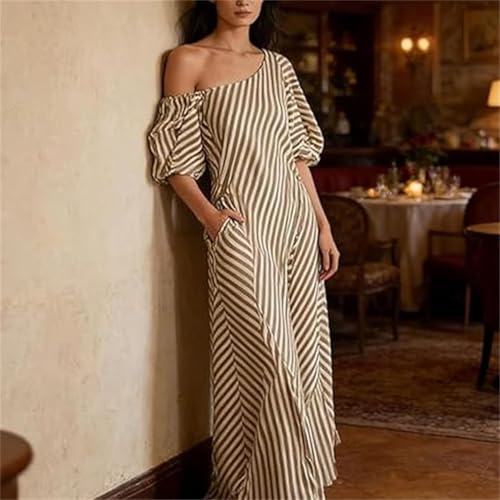 Robe longue rayée fluide pour affiner la silhouette - 2