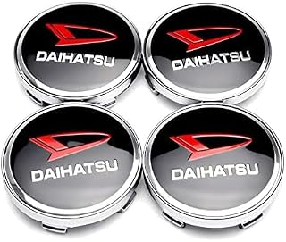 ダイハツ ホイールセンターキャップカバー 車用ハブキャップ ホイールカバー センターキャップ ハイゼットロッキーアトレー タフト キャンパス ウェイク 全シリーズ対応 専用 エンブレムステッカー ホイールカバー 自動車装飾用 直径60MM 車用ハブキャップ ホイールカバー 4個入り (黒赤) [並行輸入品]