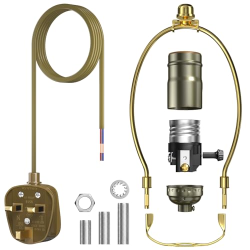 Lamptobe Lamp Repair Kit for Table Lamps and Floor Lamps, DIY Lamp Kits, with 2 Way E27 Socket DIY Lamp Wiring Kit, Antique Bronze Lamp Repair Parts Make a Lamp Kit for Table Lamp