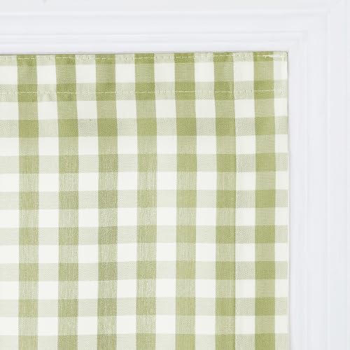 Image of TWOPAGES No Drill Cordless Buffalo Plaid Roman Shades Roman Blinds for Windows, Custom Made Room Darkening Country Checkered Blinds Farmhouse Shades, Olivine Small Plaid, 1 Piece