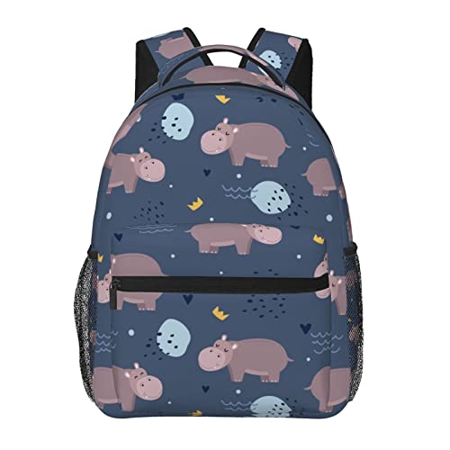 Mochila informal de hipopótamos espaciosa y ligera para evitar dolores de espalda