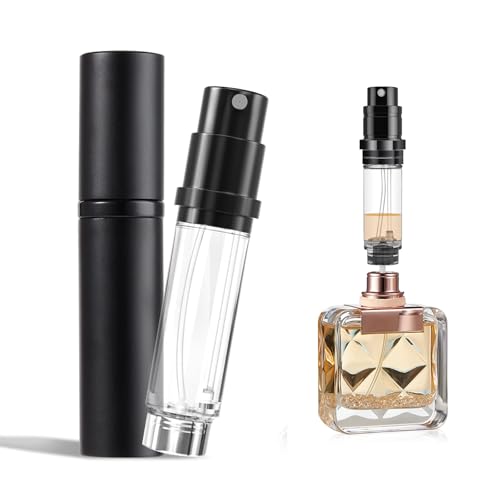 ToolHouse Refillable Perfume Atomizer Portable Travel Perfume Spray Bottle Leak-Proof 5ml Mini Perfume Container for Purse or Pocket for Women and Men (Black)
