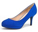 DREAM PAIRS TIFFANY Women's New Classic Elegant Versatile Low Stiletto Heel Dress Platform Pumps Shoes