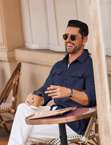 COOFANDY Men's Shirt Jacket Long Sleeve Overshirt Casual Button Down Shacket Thermal Shirts with Pockets4