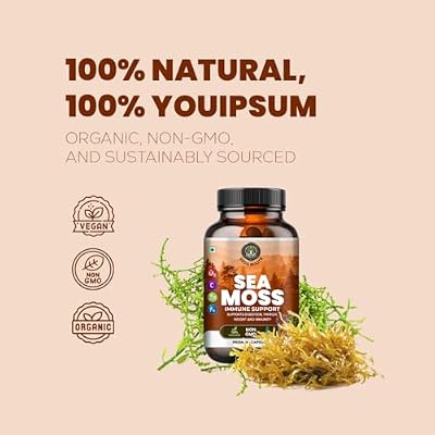 Sea Moss Capsules with Burdock Root, Bladderwrack & Muira Puama support immunity, gut health & energy. Made with raw Irish sea moss powder-120 nutrient-rich superfood capsules-60 Capsules