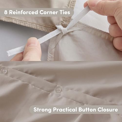 Image of Nestl Twin Duvet Cover Set Taupe - Soft Double Brushed Duvet Set with Button Closure & Corner Ties, 2 Piece Luxurious Pinch Pleated Duvet Cover Set 68x90 Inches with 1 Pillow Sham