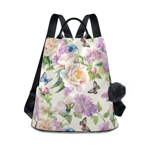 Sac à dos élégant pour femme au design raffiné imprimé pivoines haut de gamme