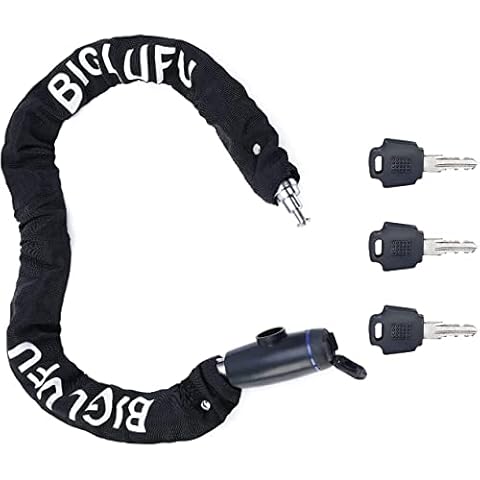 BIGLUFU Bike Chain Lock, 3ft Security Chain, 9mm Thick Bike Chain Links, Anti-Theft Heavy Duty Chain Locks with Keys, for Bicycle, Motorcycle, Door, Gate, Fence, Scooter (Black) Cover