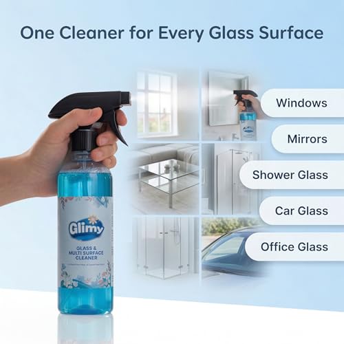 Image of GLIMY Glass & Multi-Surface Cleaner Spray Pack of 2 x 500 ml | Cherry Blossom Fragrance for Fresh & Pleasant | Crystal Clear Finish, Easy Wipe Cleaning, Streak-Free Shine No Smudges | Fast-Dry Formula