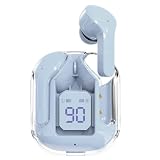 Sonicefit in-Ear Wireless Earbuds, Bluetooth 5.3 Wireless Headphones with ENC Noise Cancel Translucent Earphones, Ergonomic Dual Stereo Microphone Mini Headset with Charging Case & LED Display (Blue)
