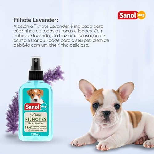 Sanol Dog Colônia Para Pêlos De Cães Filhote 120 Ml Azul