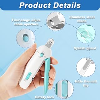 AABDTYYD Tagliaunghie Gatto con Foro di Taglio 3 Dimensione Regolabile Lima Unghie Nascosta | Sicuro Anti-Splash Taglia Unghie Gatto per Gattini Gatti Interni Toilettaggio Casa (Blu)