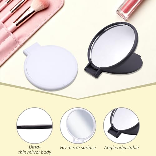 EceoThsy 20 Stück Mini-Spiegel, Faltbare Kosmetik-Spiegel im Taschenformat für Frauen und Mädchen – Rund, Tragbar, Ideal für Reisen und den täglichen Gebrauch, in 2 Farben (Schwarz und Weiß)