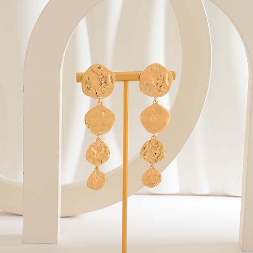 Image of WOWORAMA Chunky Clip On Earrings for Women Vintage Flower Statement Earrings Large Floral Clips Dangle Earring Trendy Non Pierced Jewelry Gold /Silver