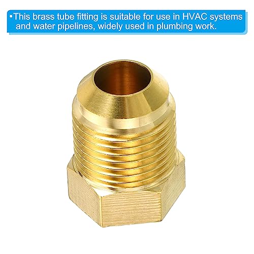 PATIKIL Male 1/2" Brass Seal Plug, 5 Pack SAE Flare Tube Fitting 45 Degree Hex Pipe Fittings for Air Conditioner Refrigeration - Image 4