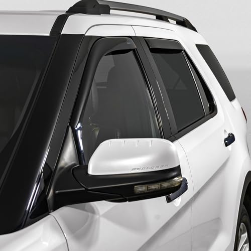 Image of CLIM ART in-Channel Incredibly Durable Rain Guards for Ford Explorer 2011-2019, Original Window Deflectors, Vent Deflector, Vent Window Visors, Dark Smoke Car Accessories, 4pcs -611150