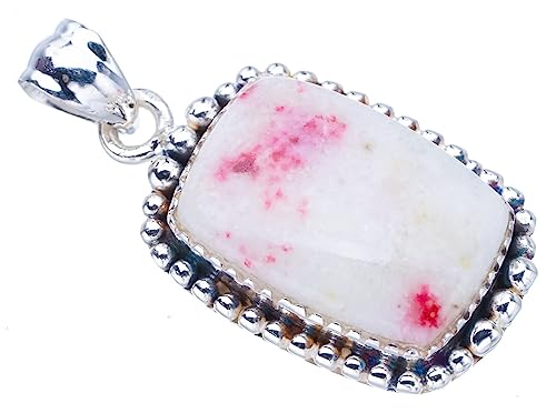 Pendentif en rhodonite naturelle et argent pour look bohème chic