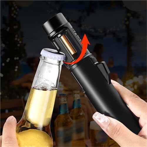 Encendedor de llama resistente al viento recargable de butano con abrebotellas 5
