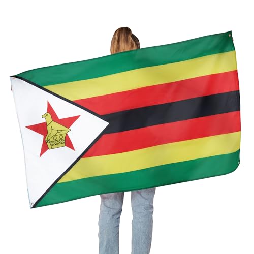 Runesol Zimbabwe Flag, 91x152cm, 3ft x 5ft, 4 Grommets, Zimbabwe Unity Day, Eyelet In Every Corner, Premium Flag, Inside - Image 2