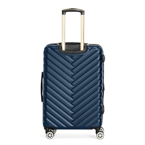 Image of Kenneth Cole REACTION Women's Madison Square Hardside Chevron Expandable Luggage, Navy, 24-Inch Checked, Kenneth Cole Reaction Women's Madison Square Hardside Chevron Expandable Luggage