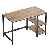 VASAGLE Escritorio, Mesa de Trabajo, 60 x 120 x 76 cm, Estilo Moderno, para Estudio Dormitorio Salón Oficina, Marrón Camello y Negro Tinta LWD047K01