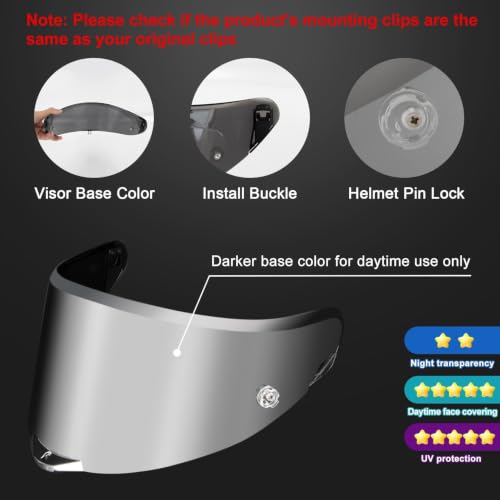 Image of PSLER Shatterproof Helmet Visor for Pista GPR Corsa-r Race 3,Silver-Mirror | Impact-Resistant ,UV400 Protection, Motorcycle Tinted Face Shield Replacement for Pista GPR Corsa-r Race 3