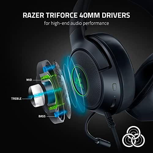 Razer Kraken V3 X Kablolu USB Oyun Kulaklığı: Hafif Yapı - Triforce 40mm Sürücüler - HyperClear Kardioid Mikrofon - 7.1 Surround Ses - Chroma RGB Aydınlatma - Siyah - Görsel 3