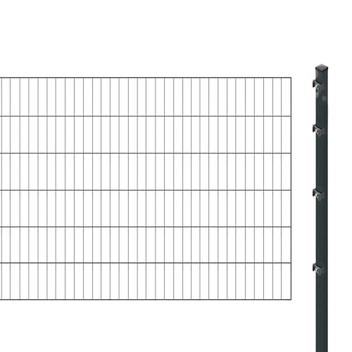 Einstabmattenzaun inkl. Pfosten zum Einbetonieren (Höhe: 120 cm Länge: 4 m) | Einstabmatten in Anthrazit | UV- und witterungsbeständig